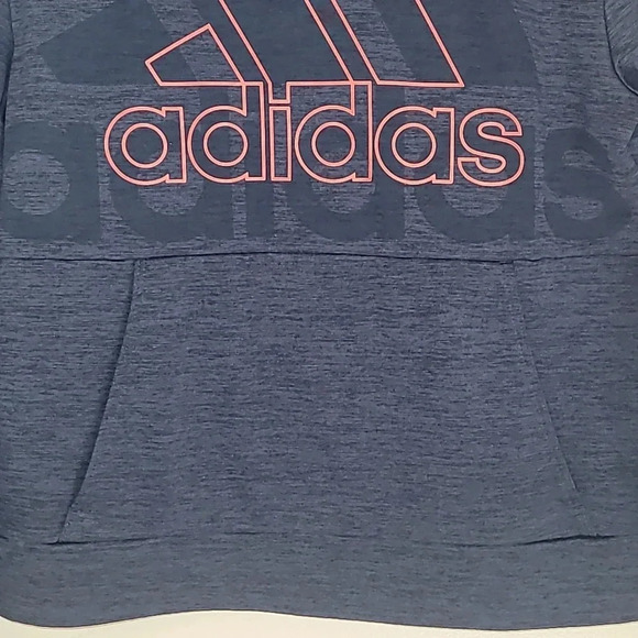 Adidas Boys 10/12 hoodie sweater blue with orange writing and stripes LOT I - Picture 3 of 8